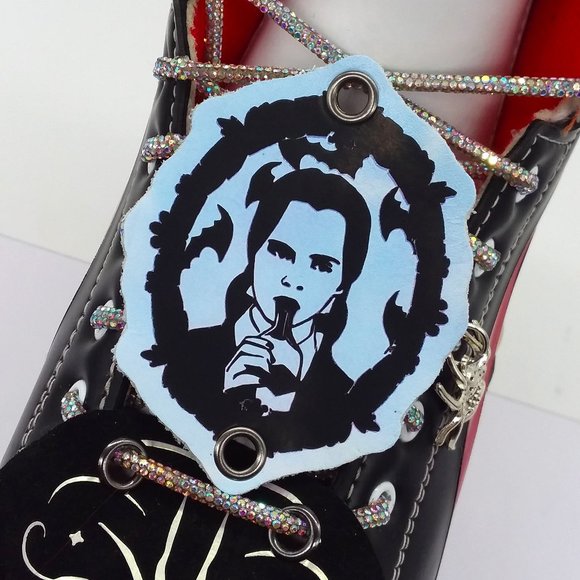 Wednesday Addams   Roller Skates Leather Shoelace patch - Picture 1 of 11